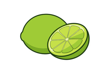 Fresh citrus fruit assortment: lime, lime and lemon, and isolated lime slices on white
