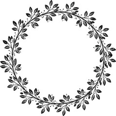 Berry leaf wreath, circular botanical design, decorative nature motif, seasonal vector art, elegant ornament, cad drawing flat vector illustration