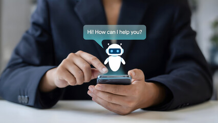 Engage with AI chatbot on mobile device for instant assistance now