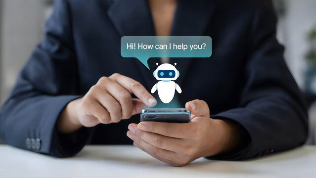 Engage with AI chatbot on mobile device for instant assistance now