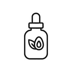 Essential Oil Bottle Shape-Based Outline Icon, Monochrome, Transparent Background