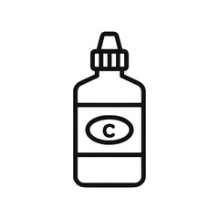 Vitamin Bottle Shape-Based Outline Icon, Monochrome, Transparent Background