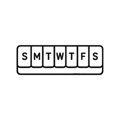 Pill Organizer Shape-Based Outline Icon, Monochrome, Transparent Background