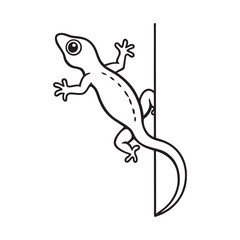 A Simple and Elegant Line Art Drawing of a Gecko Climbing a Vertical Surface