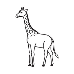Simple Line Drawing of a Giraffe Standing Gracefully in Profile View
