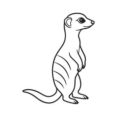 Simple Line Art Vector Illustration of a Standing Meerkat for Coloring Books and Educational Materials