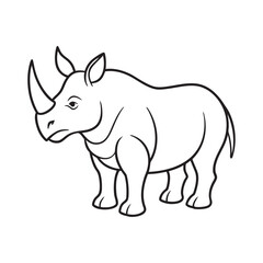 Simple and Elegant Rhino Line Art Vector Illustration for Creative Projects