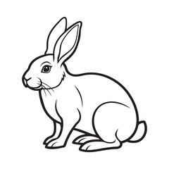 Detailed Line Art Vector Illustration of a Sitting Rabbit for Artistic and Design Projects