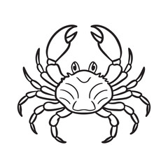 Simple Outline Cartoon Crab Claws Up Friendly Ocean Creature Illustration