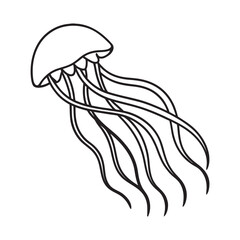 jellyfish in the form Animal Line Art Vector