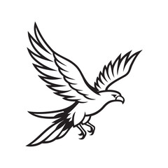 Majestic Eagle Soaring in Flight Elegant Bird of Prey Stylized Outline Art Wildlife Creature Freedom Concept Detailed Wings