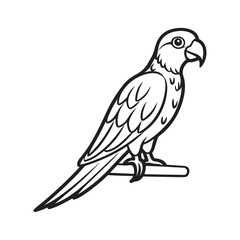 Simple and Elegant Parrot Line Art Vector Illustration for Easy Coloring Pages or Decorative Use