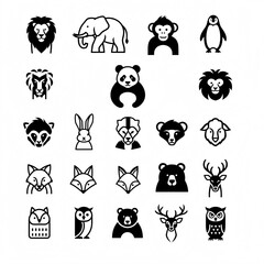 Collection of Minimalist Animal Head Icons