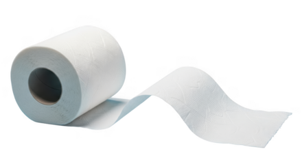 A roll of white toilet paper isolated on transparent background