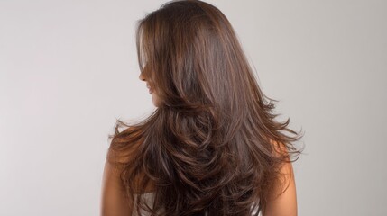 Fototapeta premium Long Hair Flowing Elegantly From a High Point Against a Clean and Neutral Background
