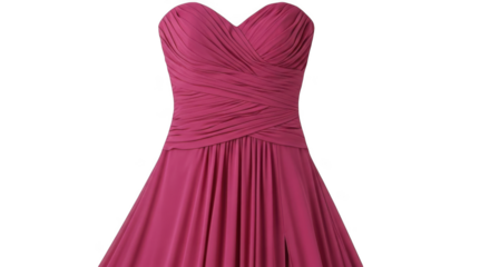 Elegant strapless pink dress isolated on transparent background