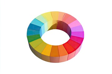 Colorful circular color wheel illustration on white background.  Possible use design, education
