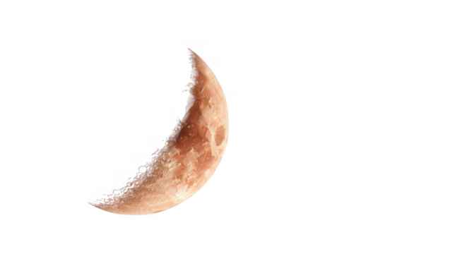 A crescent moon in the night sky isolated on transparent background