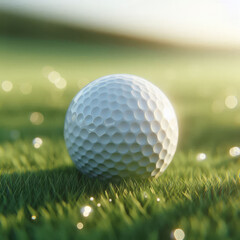 Obraz premium White Golf Ball on Green Grass Field