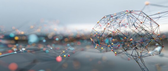 Abstract network brain cityscape background