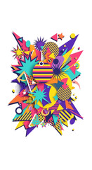 Abstract Geometric Memphis Explosion Geometric Shapes Background.