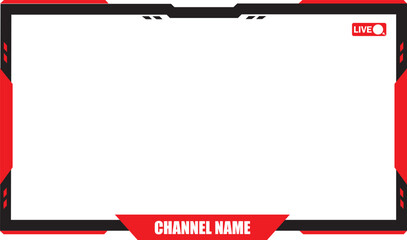 Stream webcam overlay. Game stream frames. Hud frame streaming media gamer broadcast webcam box video screen, Gaming channel stream overlay
