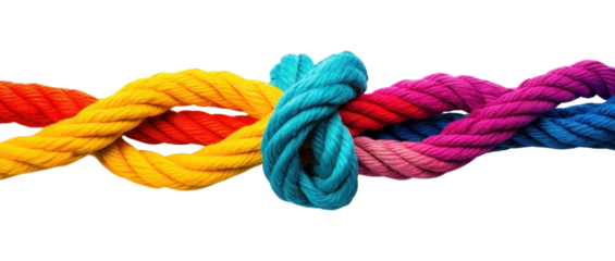 PNG Colorful intertwined ropes knot