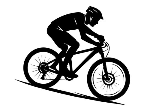 Mountain bike rider silhouette vector image for cycling enthusiasts and outdoor adventure sports designs and graphics on transparent background