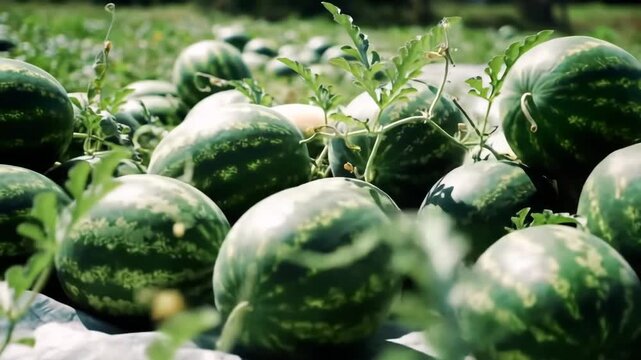 Watermelon Patch: Abundant Harvest in the Summer Sun
