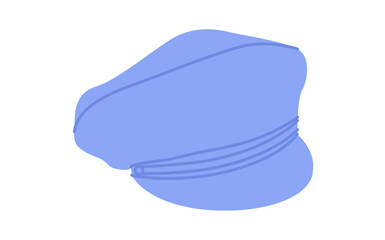 Marine Cap with Peak. Hat for Head Fashion accessory clothing technical illustration. Vector headgear for Men, women, unisex style, flat template CAD mockup sketch outline isolated