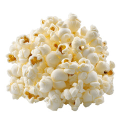 Close-up of fluffy popped popcorn isolated on transparent background