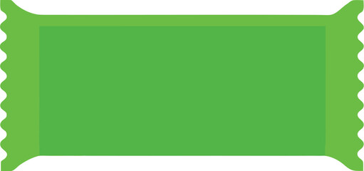 Simple green rectangular food bar wrapper with jagged edges