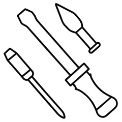 Chisel tool set graphic illustration