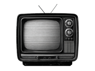 Vintage retro television static screen black and white. Isolated On Transparent Background