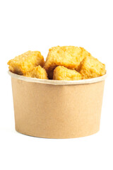 Crispy tofu (tahu crispy) in a paper bowl. Indonesian street food.