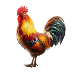 Fototapeta premium Vibrant rooster portrait against black background