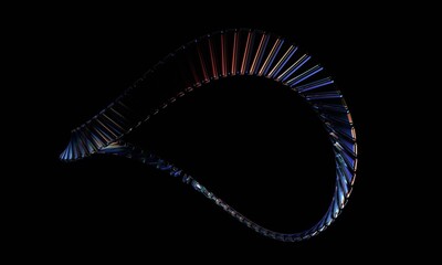 Abstract dark background, futuristic glass shape, 3d render