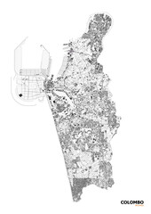 Detailed Vector Map of Colombo's Highways and Buildings