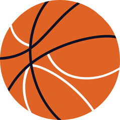 Stylized orange basketball with dark blue and white lines