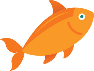 A cheerful orange fish swims with a happy expression