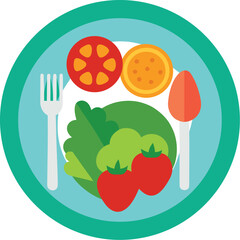 Healthy meal plate with fresh vegetables and fruit