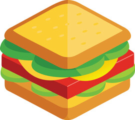 Delicious isometric sandwich illustration with fresh ingredients