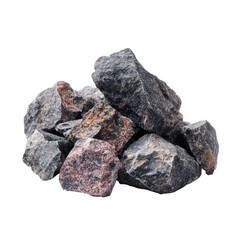Pile of dark grey and red rocks