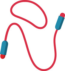 Simple red jump rope with blue and red handles