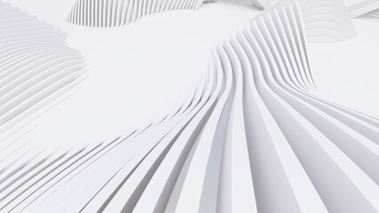 Abstract Curved Shapes. White Circular Background.