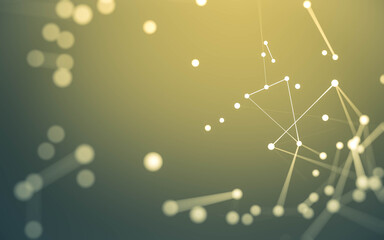 Abstract background. Molecules technology with polygonal shapes, connecting dots and lines. Connection structure. Big data visualization.
