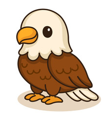 Cute eagle illustration, designed in a playful kawaii style. Ideal for bird-related projects, especially for wildlife, forest, or nature-themed content.