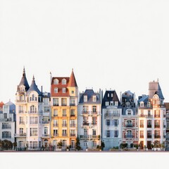 Obraz premium European city row houses, colorful, sunny, urban. Possible use travel