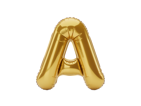 Photo of golden letter a balloon isolated on transparent background, perfect for celebrations, parties, and special occasions