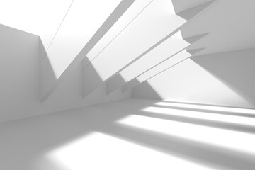 Fototapeta premium Futuristic minimalist architecture with abstract geometric shadows. 3d render